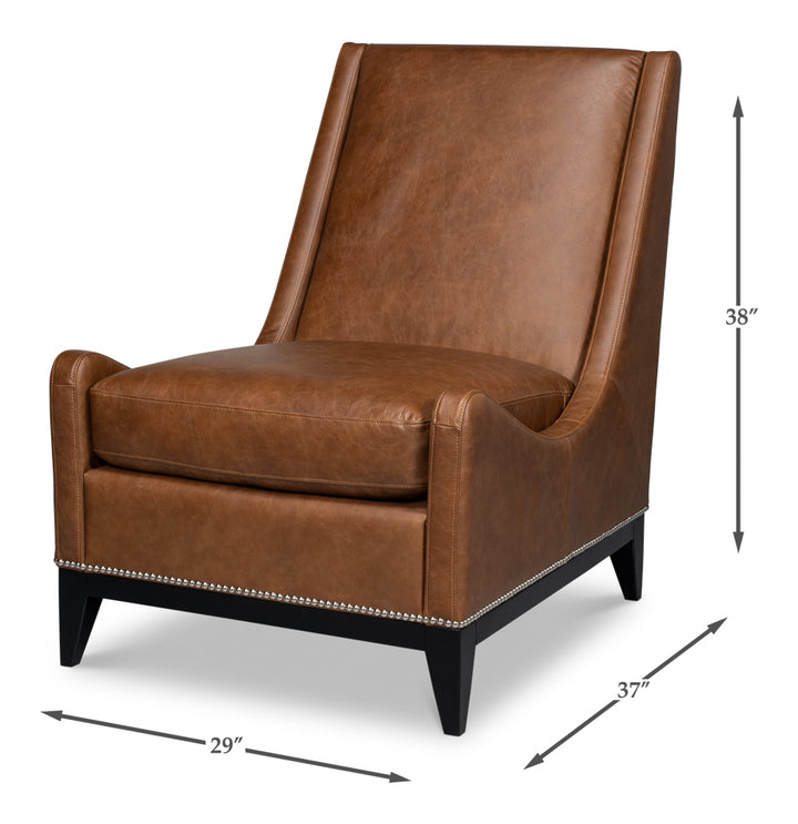 Brandy Accent Chair In Distilled Leather