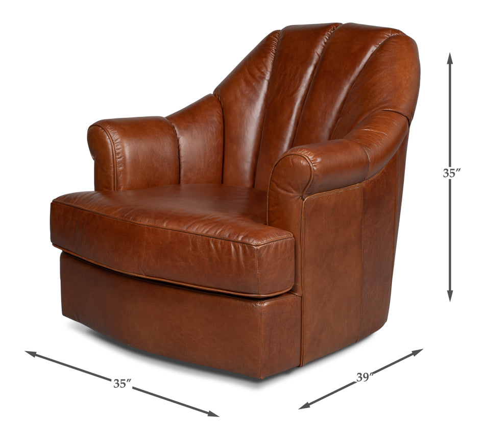 Scoth Swivel Chair In Distilled Leather