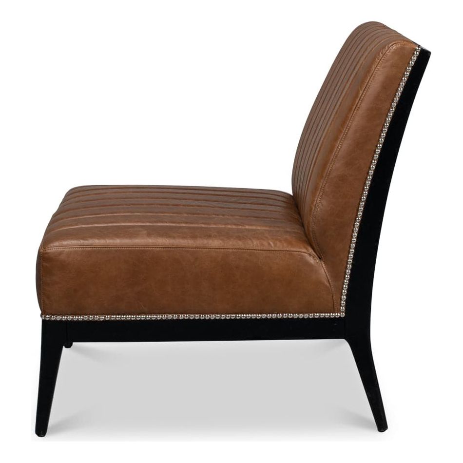 Agave Slipper Chair In Distilled Leather-SARREID-SARREID-53897-Lounge Chairs-3-France and Son