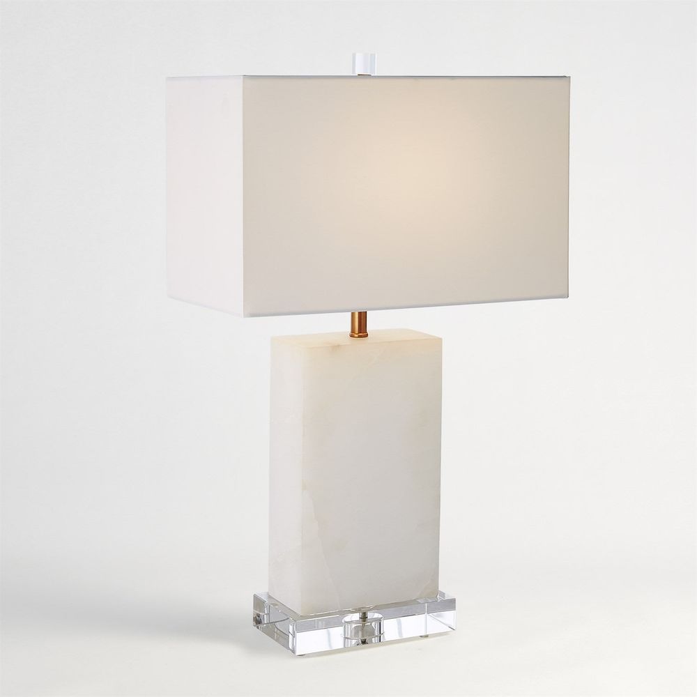 Table Lamps Alabaster Rectangular Table Lamp-Brass