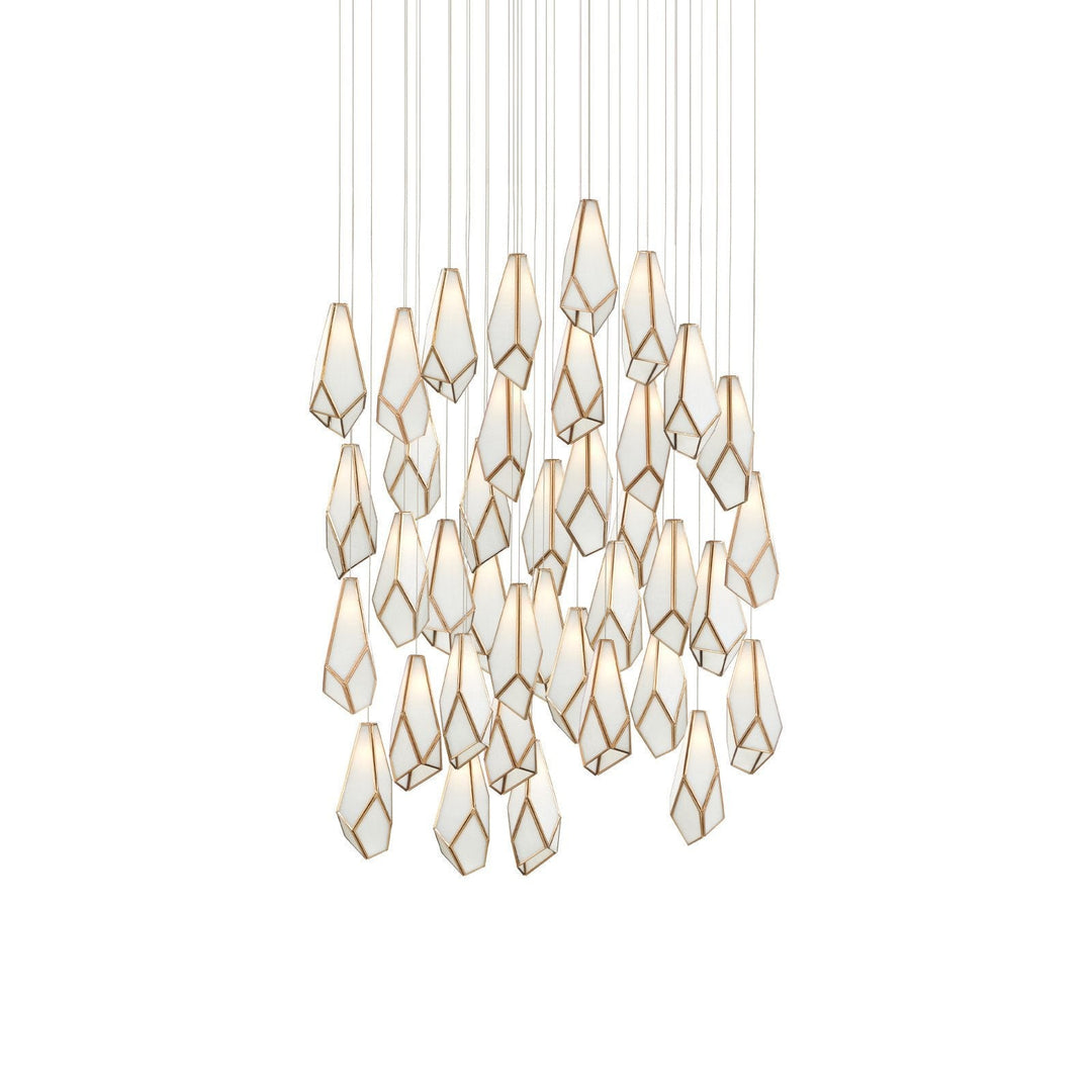 Glace White 36-Light Round Multi-Drop Pendant