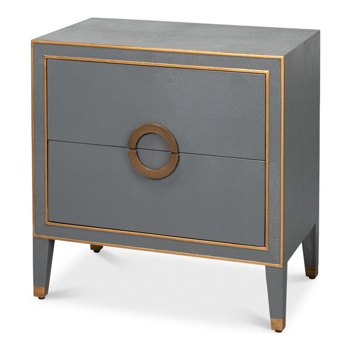 Gabriella Two-Drawer Shagreen Nightstand