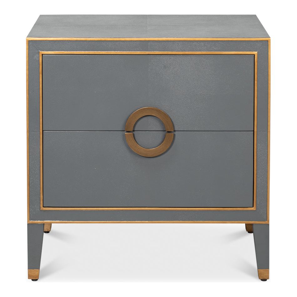 Gabriella Two-Drawer Shagreen Nightstand