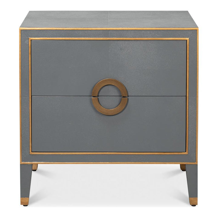 Gabriella Two-Drawer Shagreen Nightstand