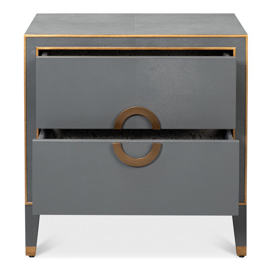 Gabriella Two-Drawer Shagreen Nightstand