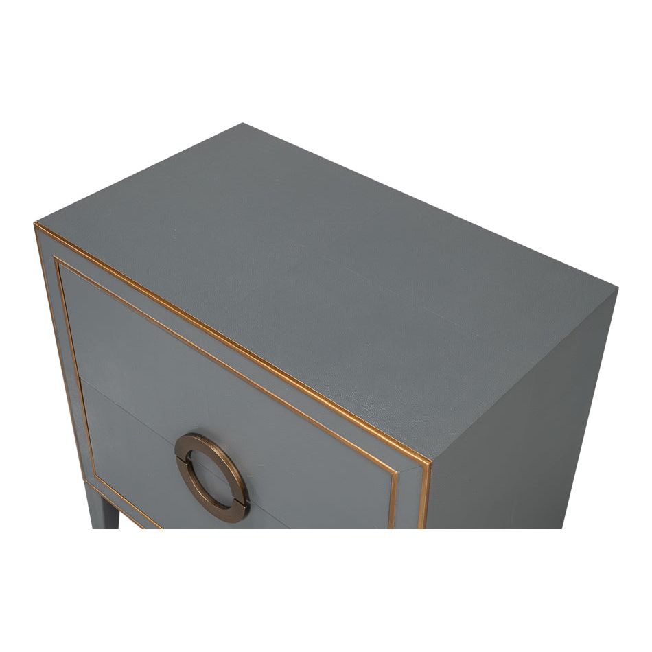 Gabriella Two-Drawer Shagreen Nightstand