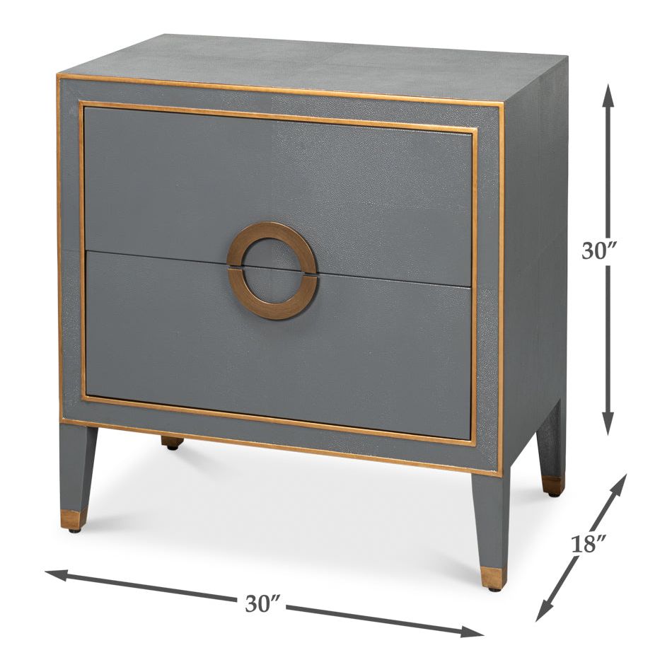 Gabriella Two-Drawer Shagreen Nightstand