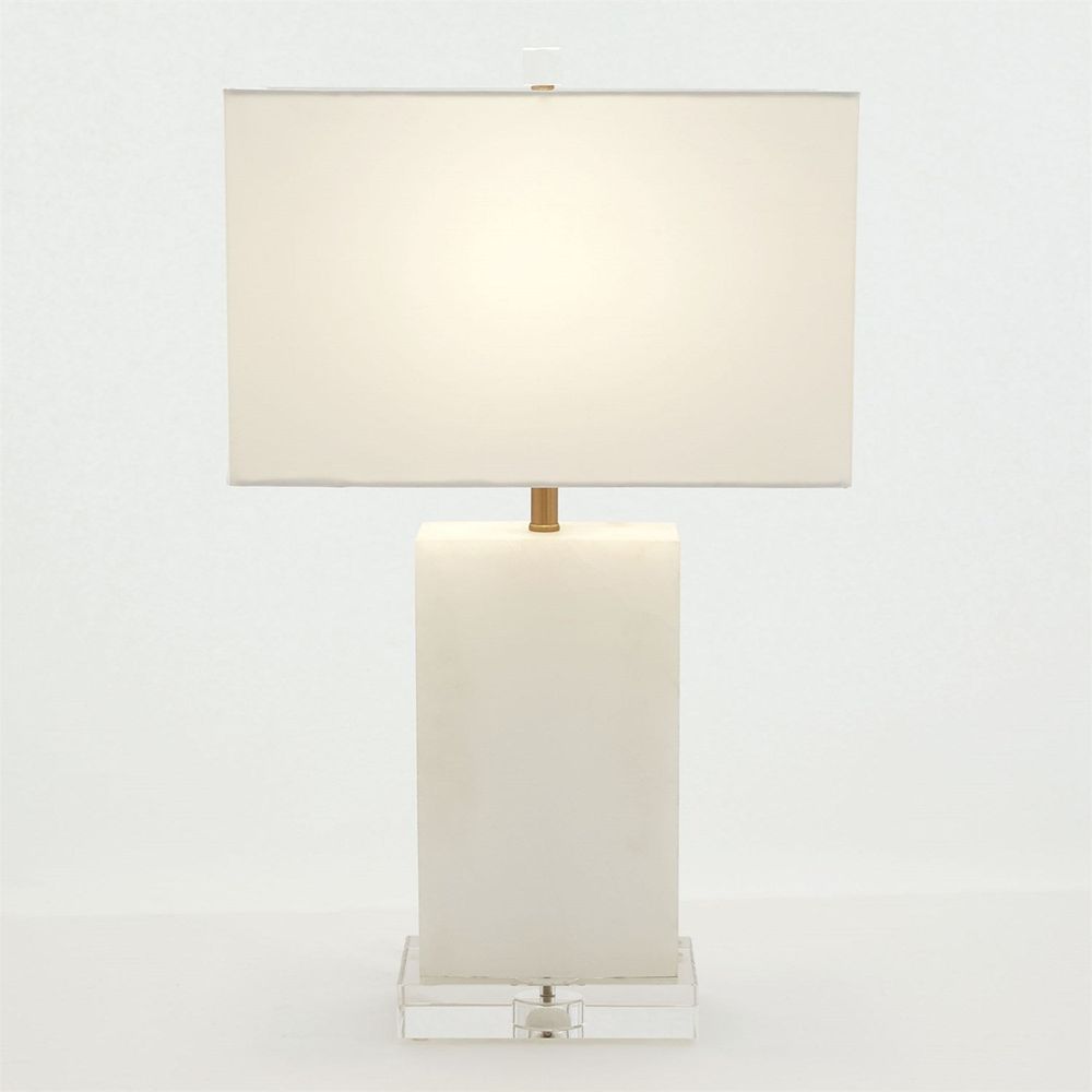 Table Lamps Alabaster Rectangular Table Lamp-Brass