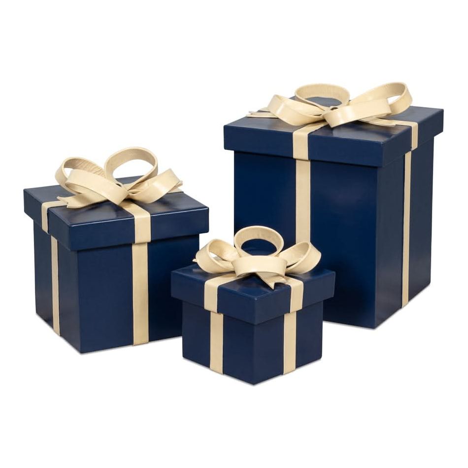 Boxes Ferrell Leather Holiday Boxes S/3 Navy