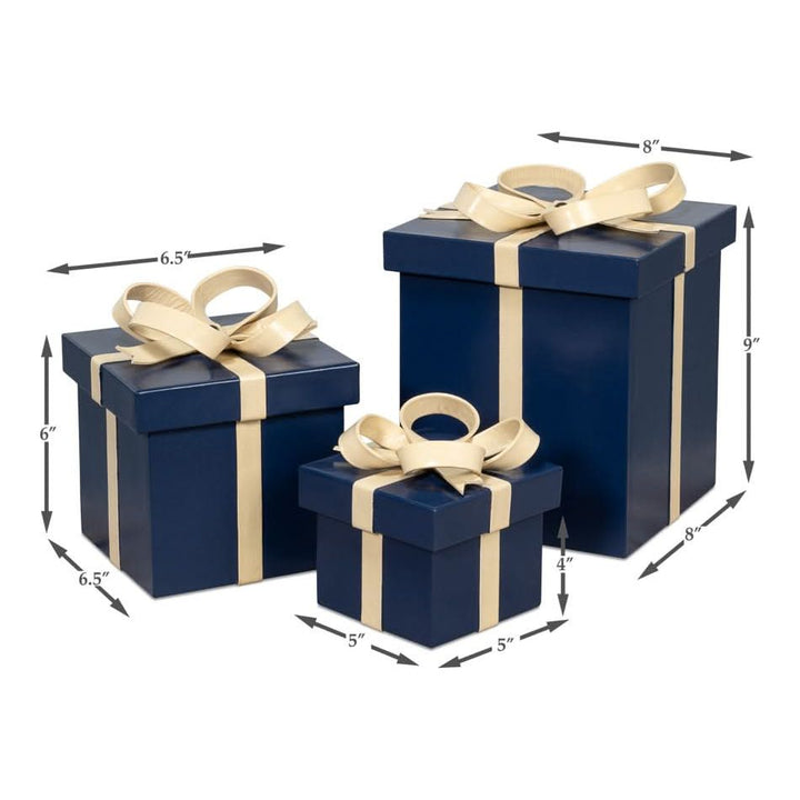 Ferrell Leather Holiday Boxes S/3 Navy
