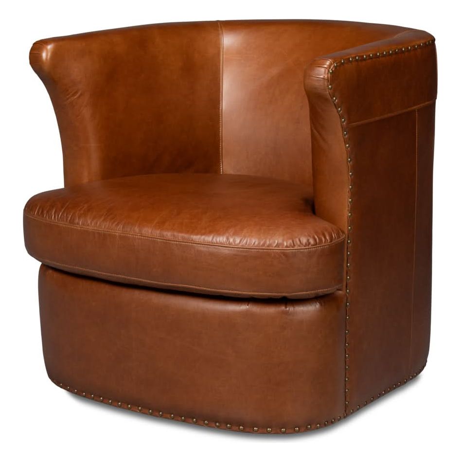 Lounge Chairs Spencer Distilled Leather Swivel Chair