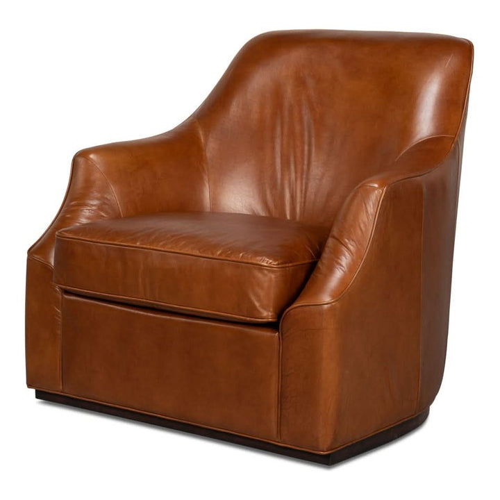 Lounge Chairs Parrish Distilled Leather Swivel Havana