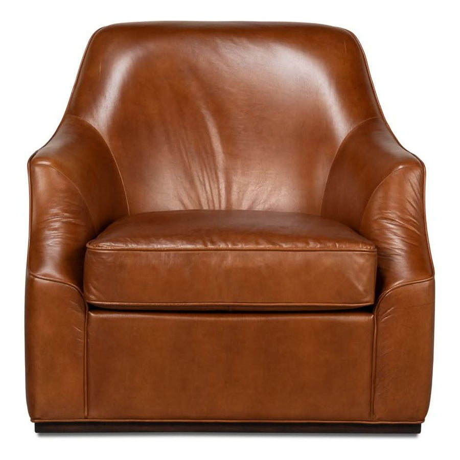 Lounge Chairs Parrish Distilled Leather Swivel Havana