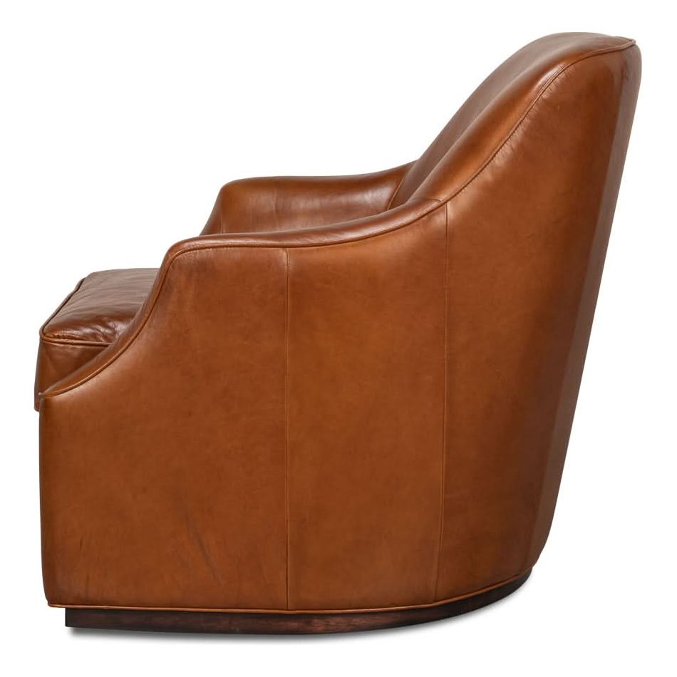 Lounge Chairs Parrish Distilled Leather Swivel Havana