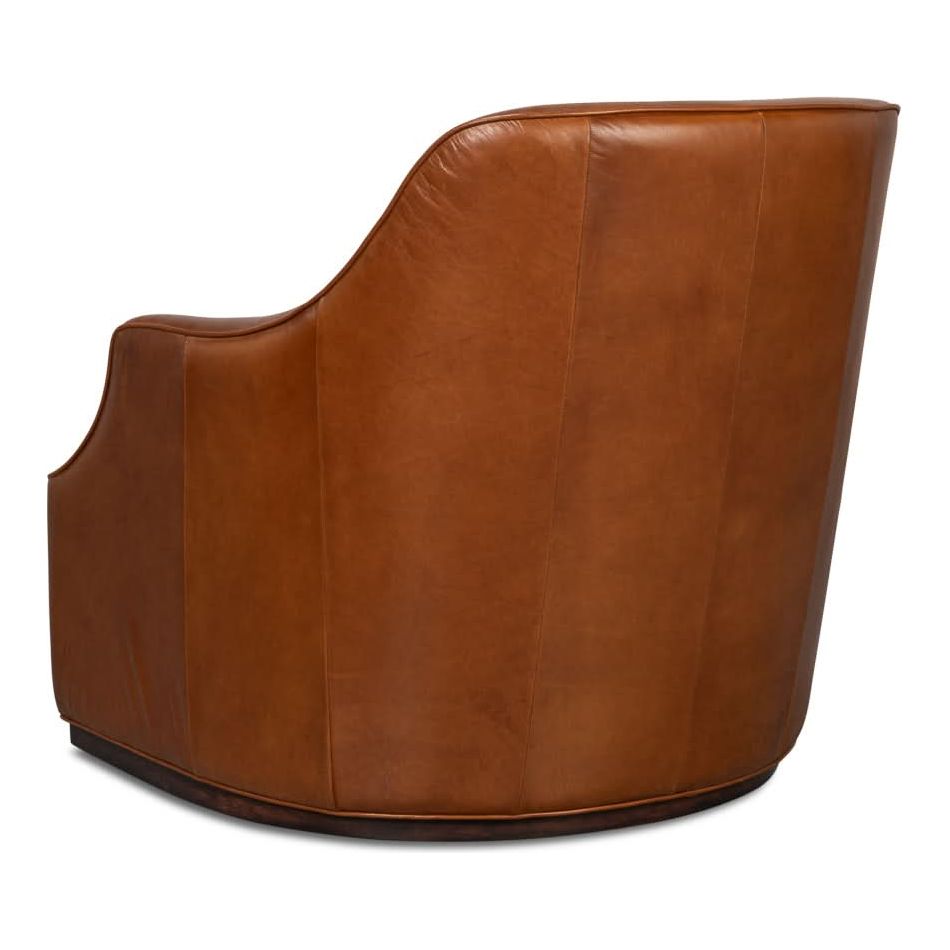 Lounge Chairs Parrish Distilled Leather Swivel Havana