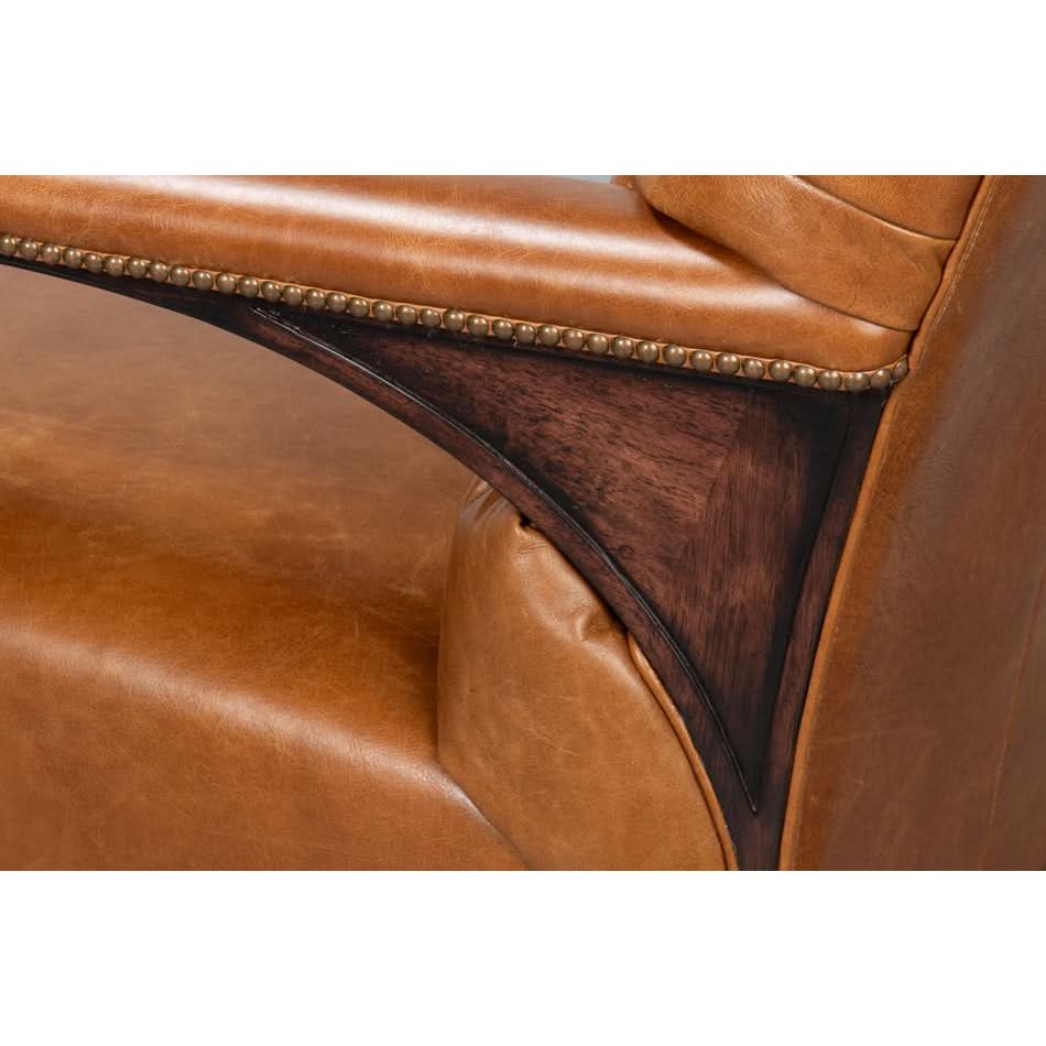 Dawson Distilled Leather Chair,Cuba Brn