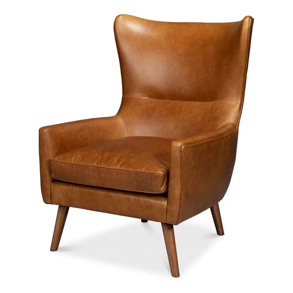 Lounge Chairs Patron Highback Leather Chair, Brown