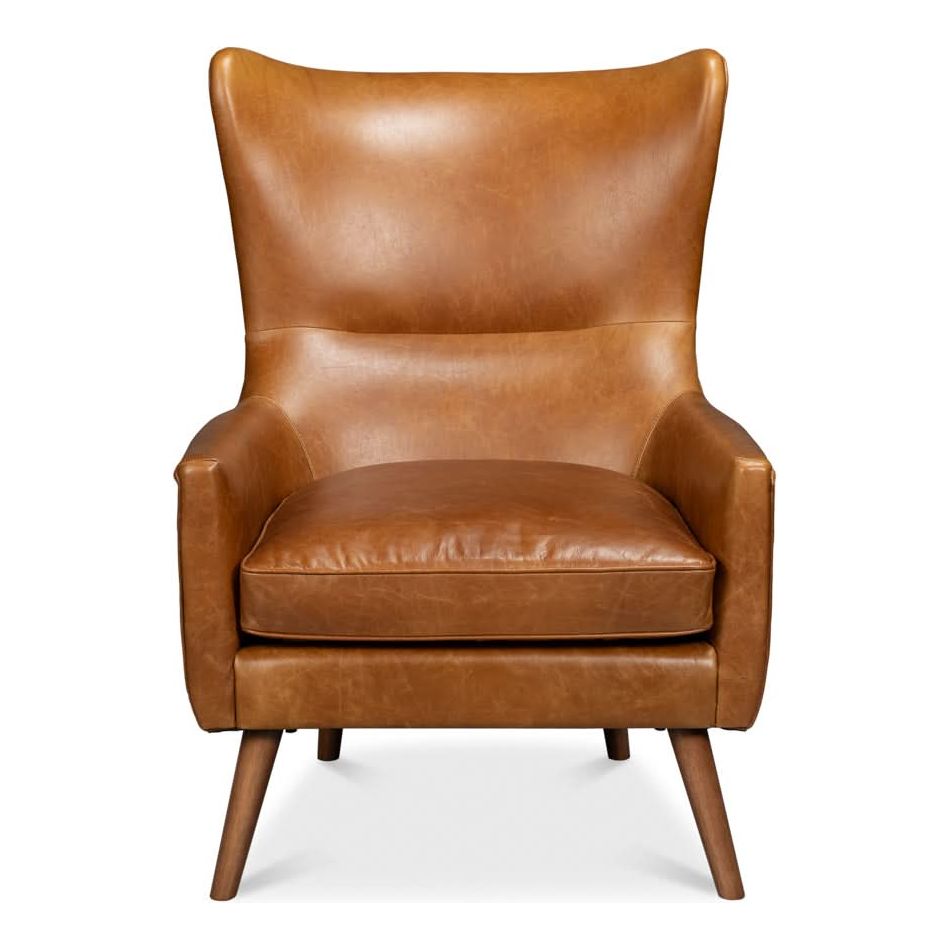 Lounge Chairs Patron Highback Leather Chair, Brown