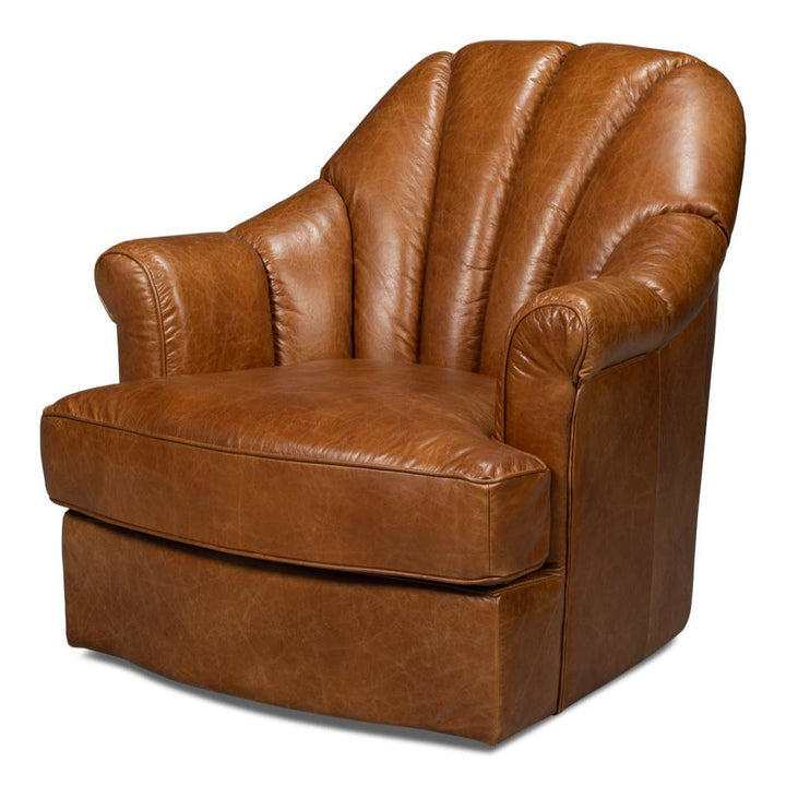 Scoth Swivel Chair In Distilled Leather