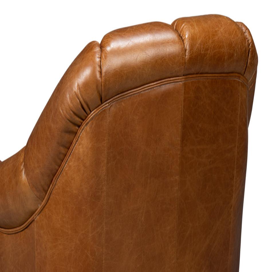 Scoth Swivel Chair In Distilled Leather