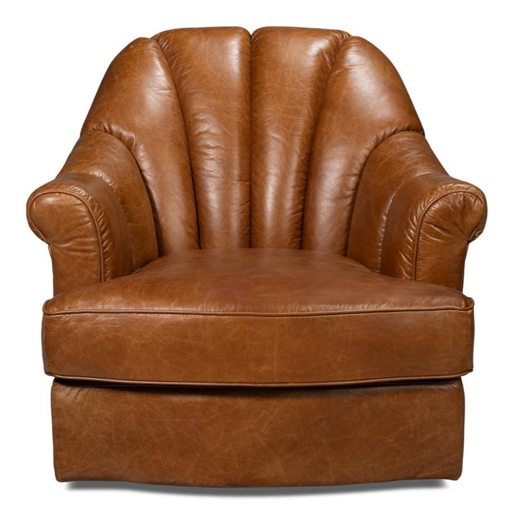 Scoth Swivel Chair In Distilled Leather