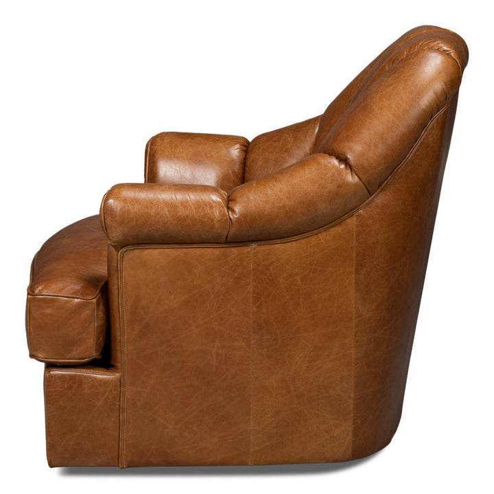 Scoth Swivel Chair In Distilled Leather