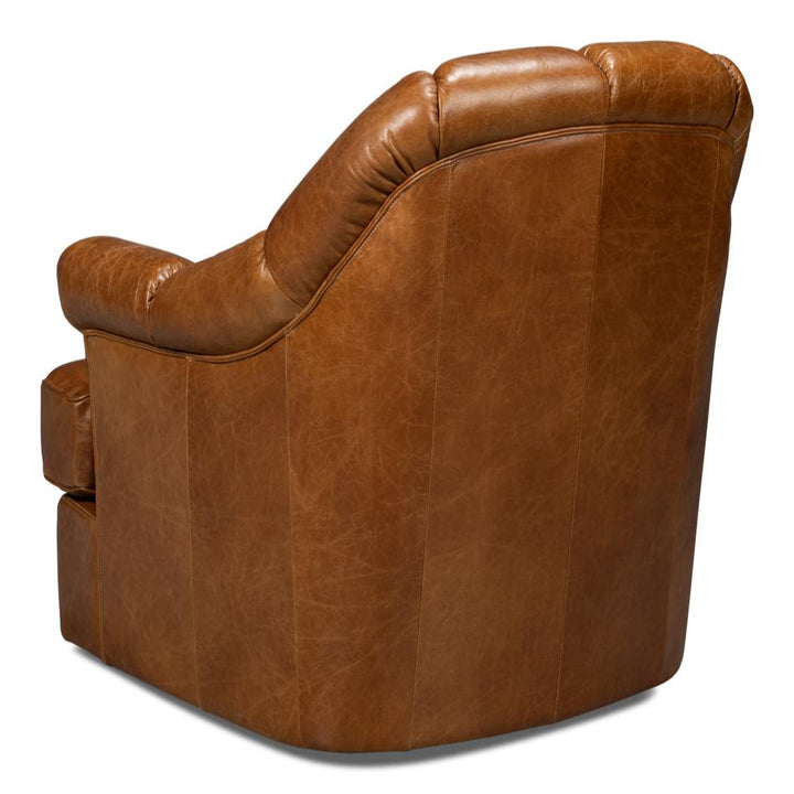 Scoth Swivel Chair In Distilled Leather