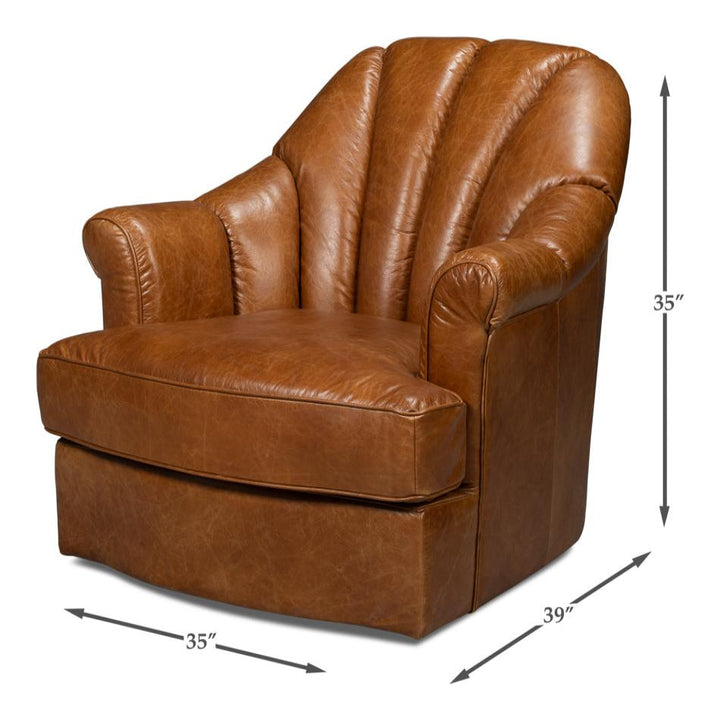 Scoth Swivel Chair In Distilled Leather