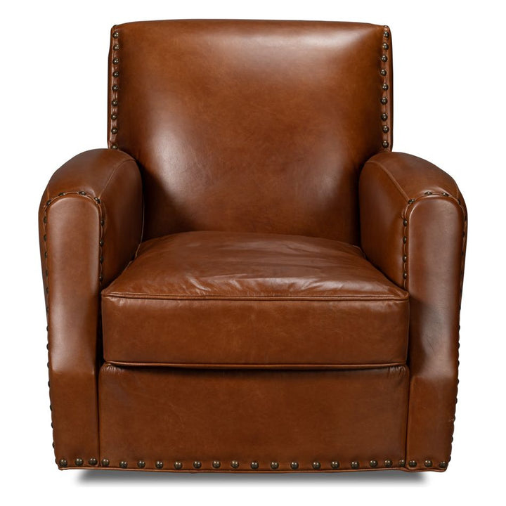 Taft Leather Swivel Chair - Cuba Brown