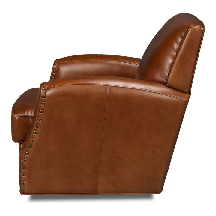 Taft Leather Swivel Chair - Cuba Brown