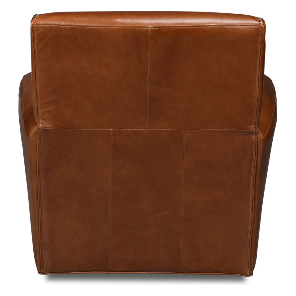 Taft Leather Swivel Chair - Cuba Brown