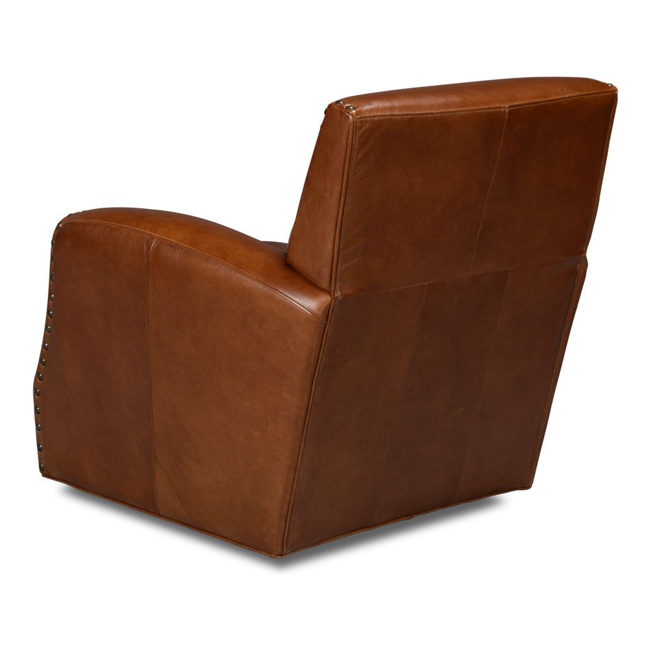 Taft Leather Swivel Chair - Cuba Brown