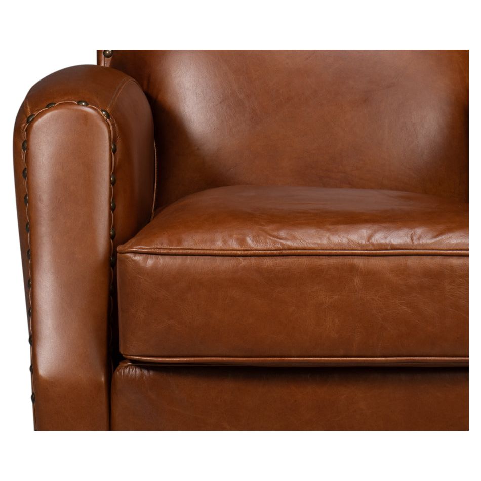 Taft Leather Swivel Chair - Cuba Brown