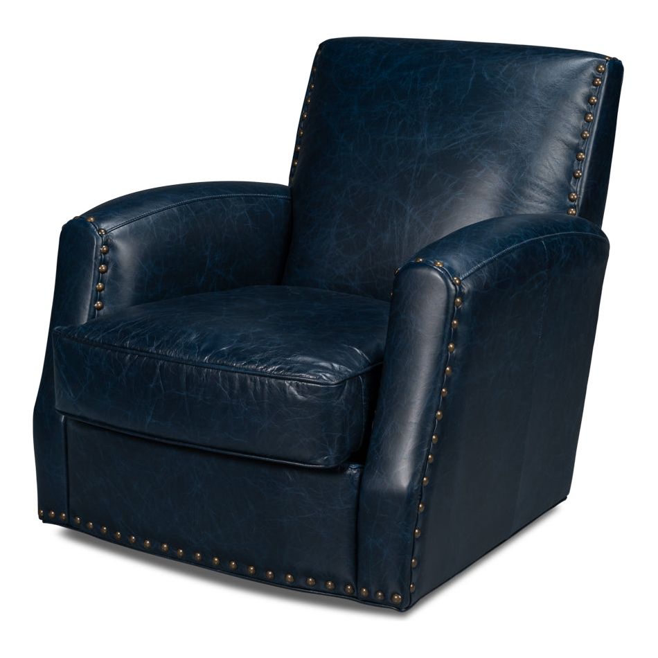 Taft Leather Swivel Chair - Cuba Brown