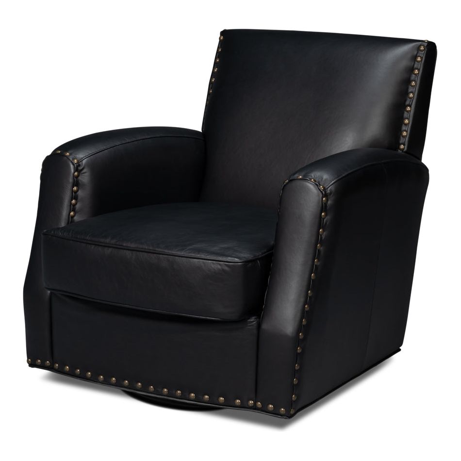 Taft Leather Swivel Chair - Cuba Brown