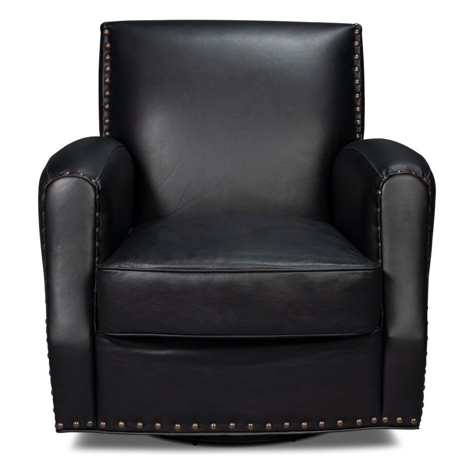 Taft Leather Swivel Chair - Cuba Brown