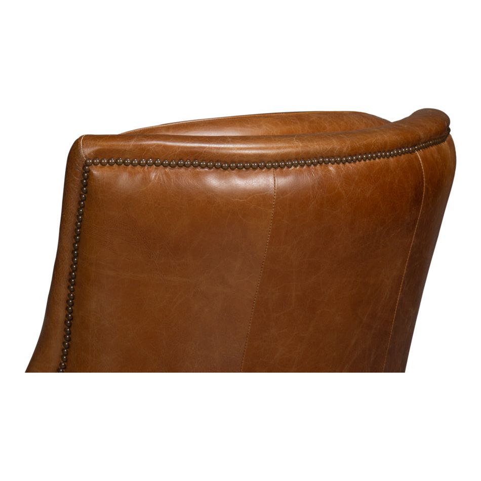 Baker Leather Swivel Chair