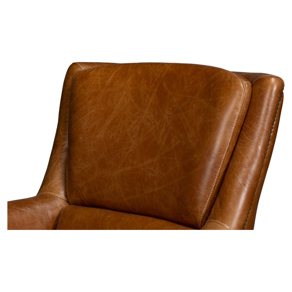 Baker Leather Swivel Chair