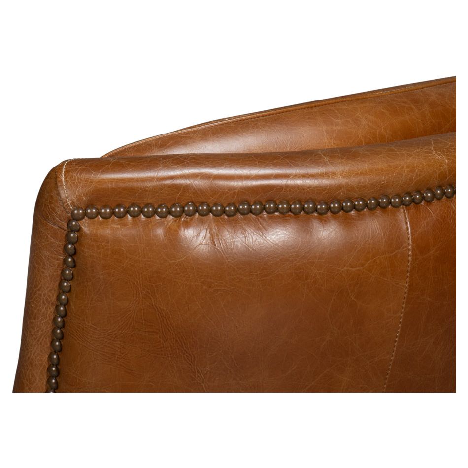 Baker Leather Swivel Chair