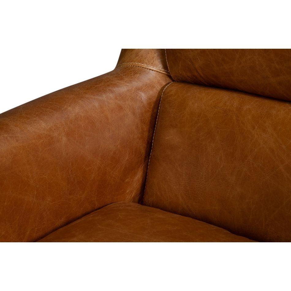 Baker Leather Swivel Chair