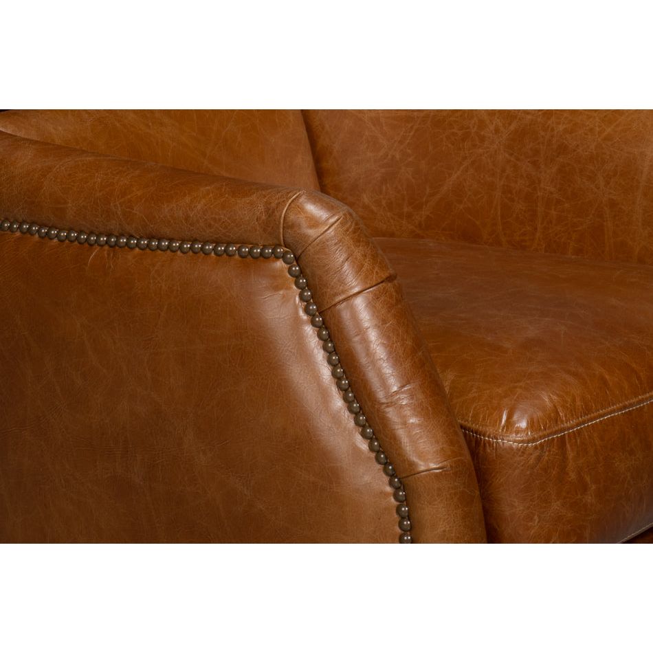 Baker Leather Swivel Chair