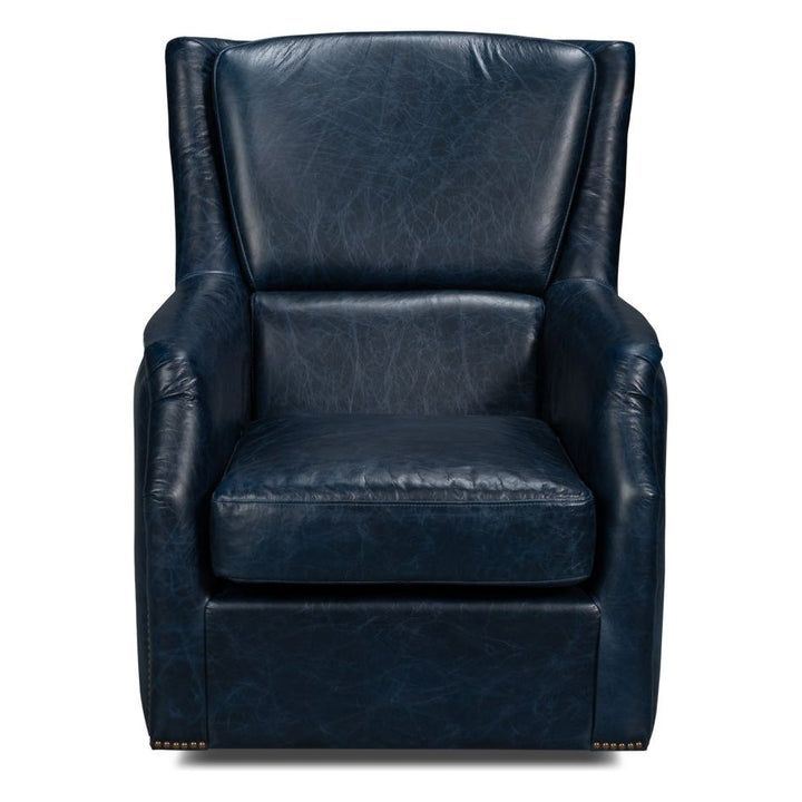 Baker Leather Swivel Chair