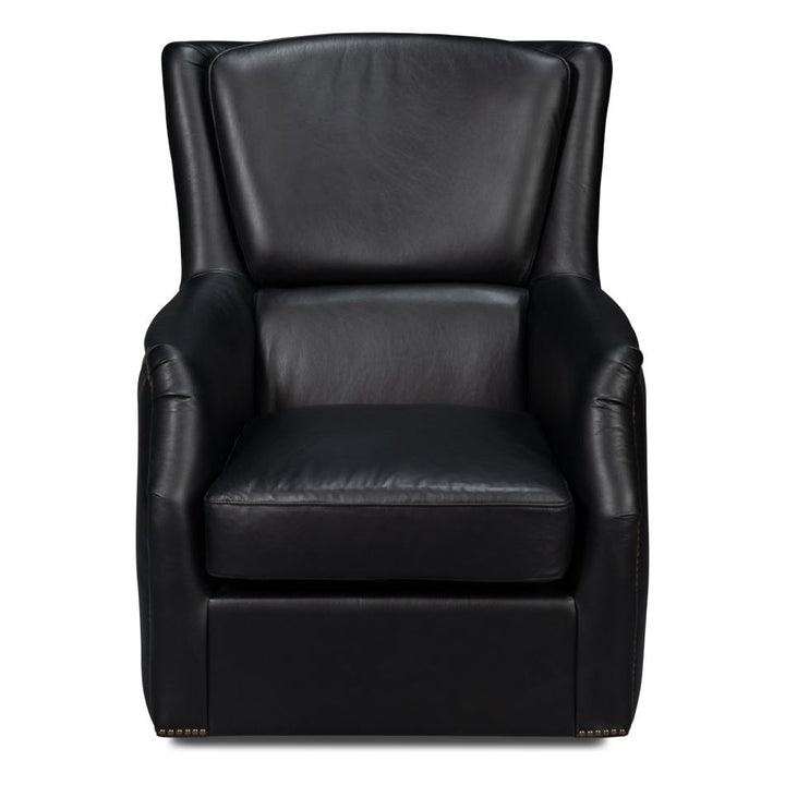 Baker Leather Swivel Chair