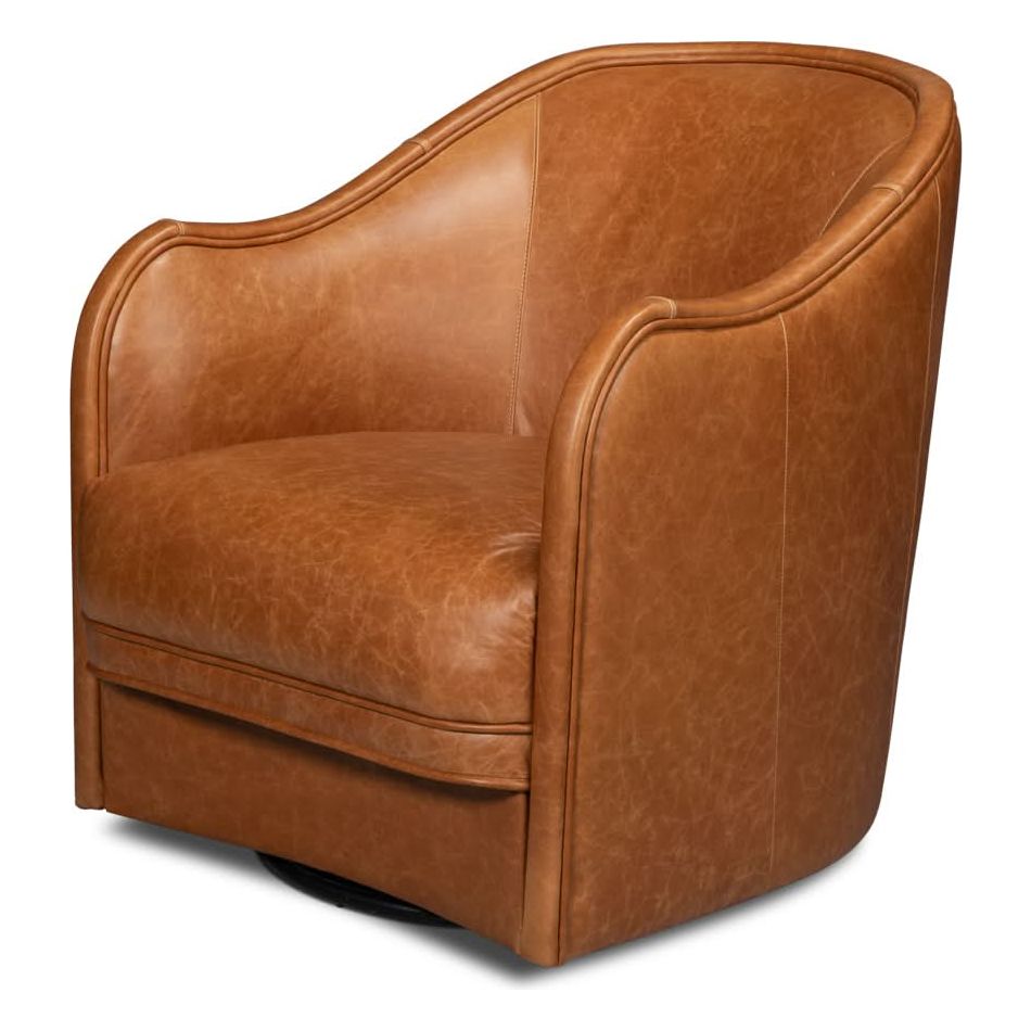 Lounge Chairs Braxton Leather Swivel Chair Brown