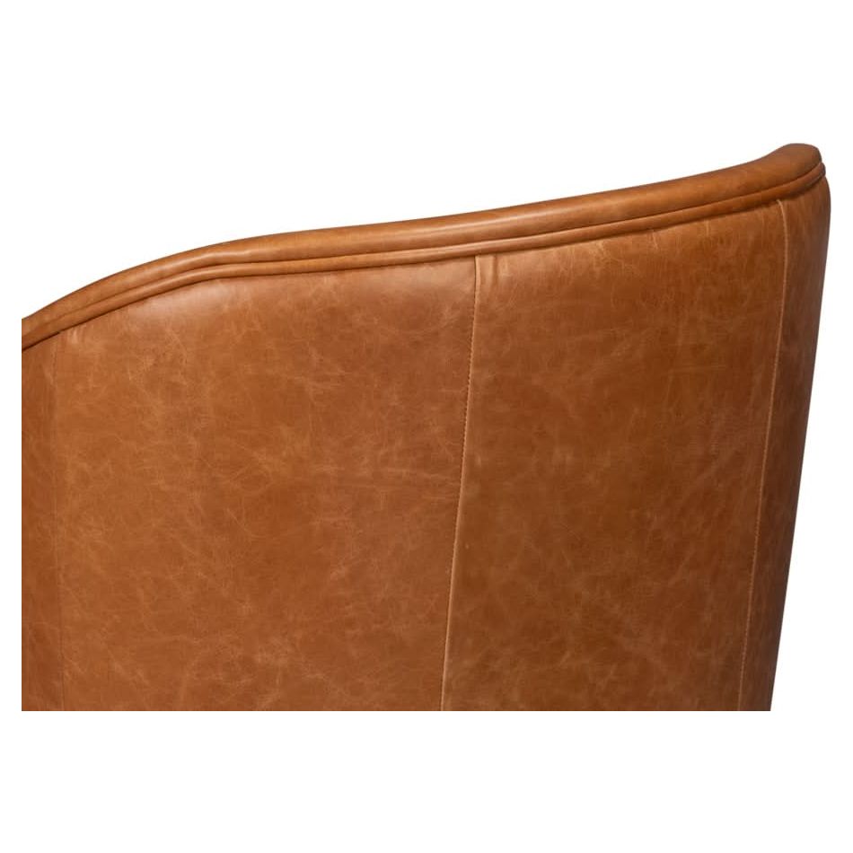 Braxton Leather Swivel Chair Brown