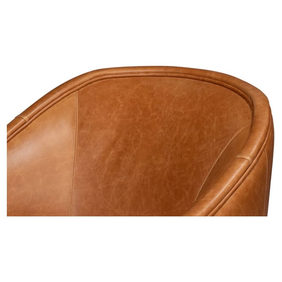 Braxton Leather Swivel Chair Brown