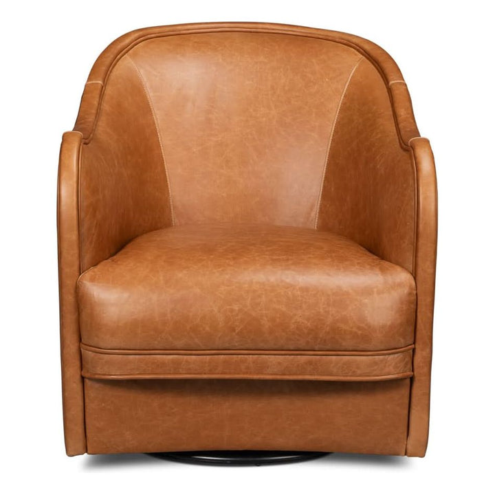 Lounge Chairs Braxton Leather Swivel Chair Brown