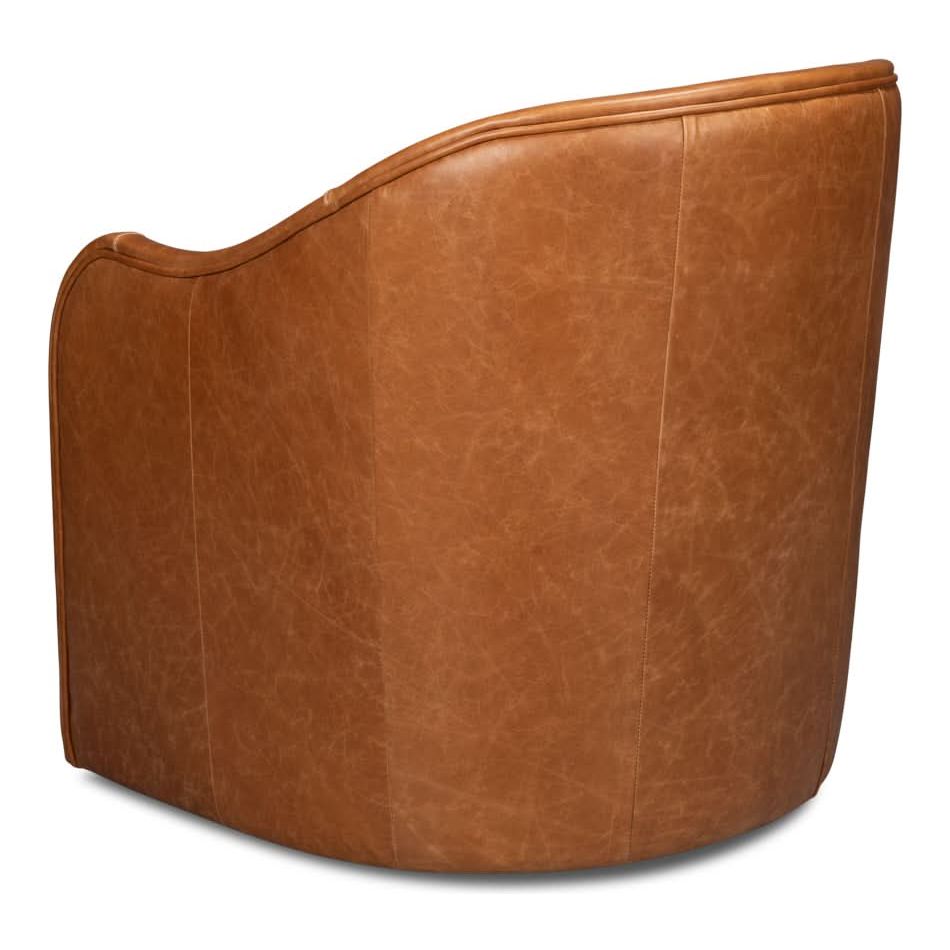 Braxton Leather Swivel Chair Brown - Thumbnail 2