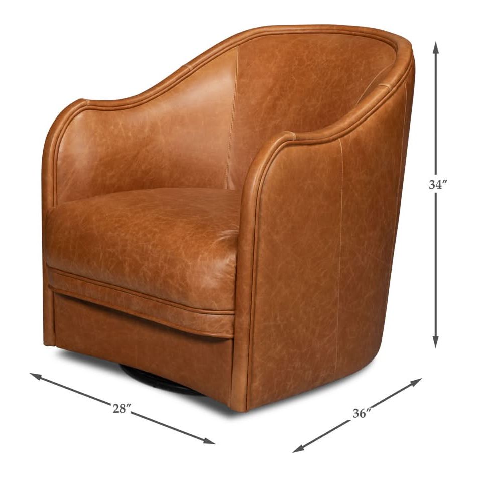 Braxton Leather Swivel Chair Brown