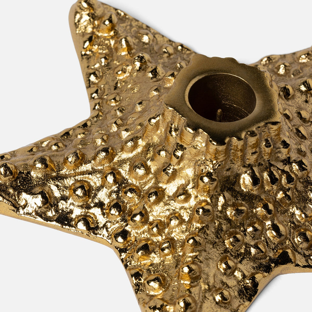 Cosima Polished Gold Starfish Candle Holder Aluminum Pack/2